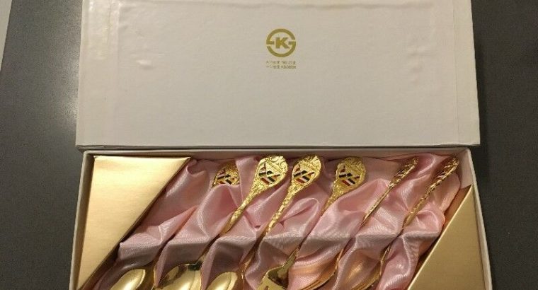 14K Gold Plated Asiana Airlines Fork and Spoon Souvenir Set