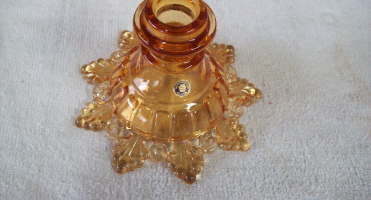 WESTMORELAND AMBER GLASS CANDLE HOLDER