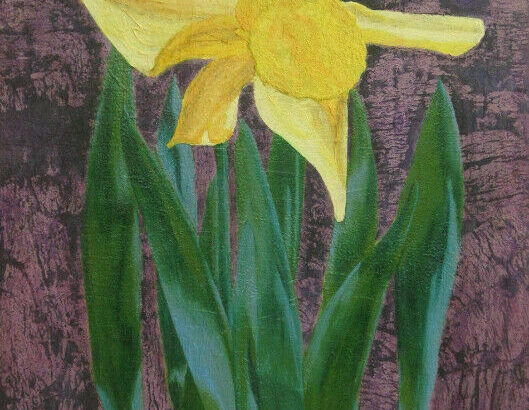 Daffodil – mixed media painting