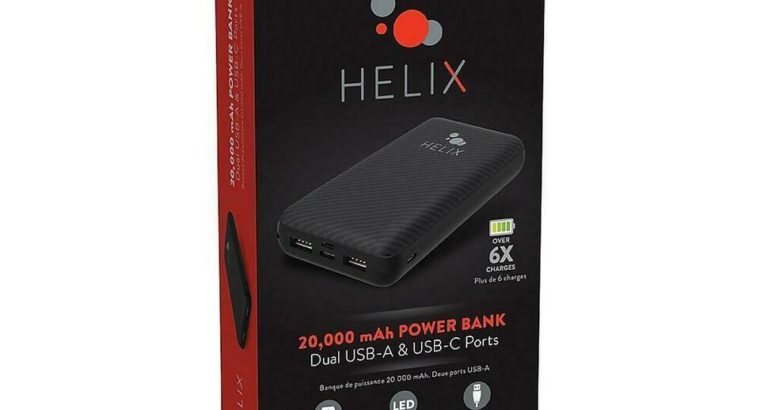 Helix ETHPB20 TurboV+ 20000 mAh Power Bank – Black PB USB-C + USB-A (Open Box)