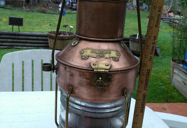 Vintage 1960 20 Inch Copper With Brass ALL ROUND RED Nautical La