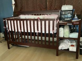 Cherry Crib with built in change table