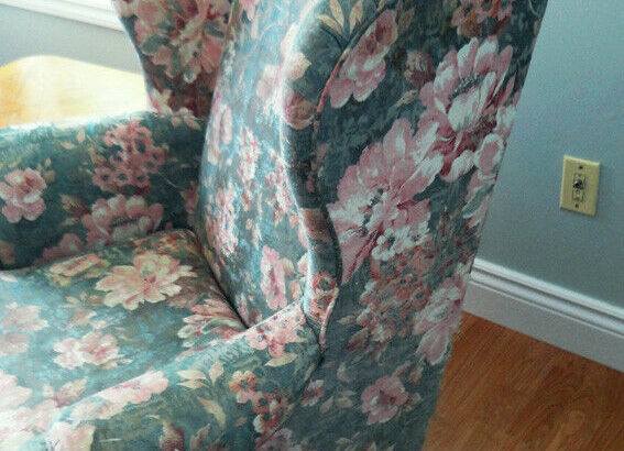 Set of 2 (Two) Green Floral Armchairs