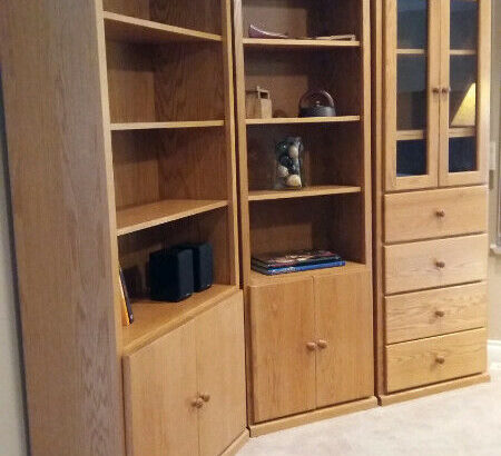 Oak Book Case and Cabinet