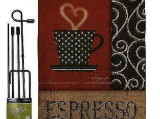 Breeze Decor Espresso Happy Hour and Drinks Beverages Impressions 2-Sided Burlap 19 x 13 in. Flag Set