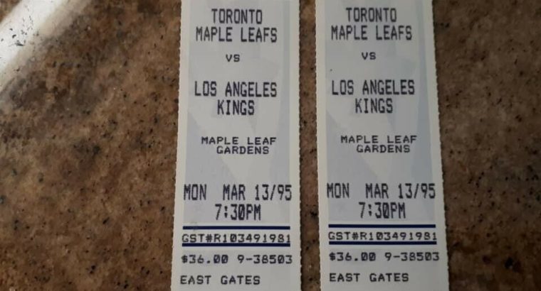 Gretzky Goals 808 816 Tickets – Kings vs Leafs – 1995