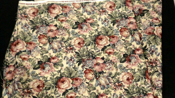 Vintage 90s 5th Avenue Designs Floral Upholstery Fabric