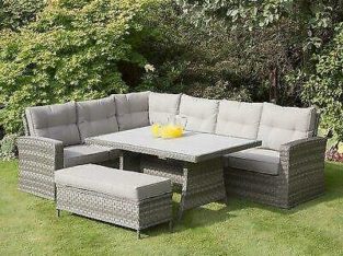 Latitude Run Taloga Corner 4 Piece Rattan Sectional Seating Group with Cushions