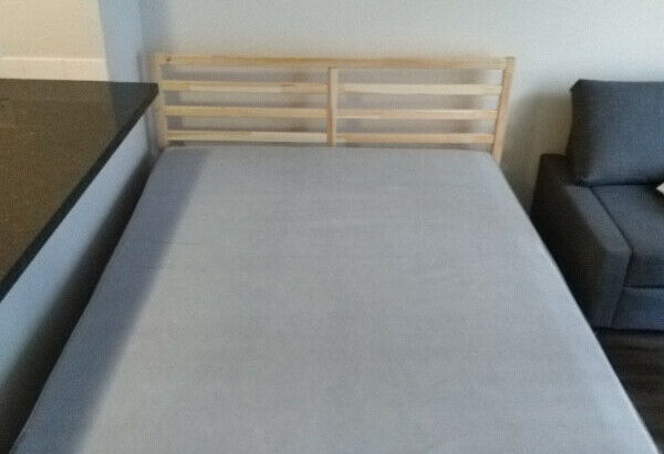 Ikea Queen Tarva frame and Haugesund mattress – Like new