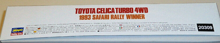 Hasegawa 1/24 Toyota Celica Turbo 4WD 1993 Safari Rally Winner