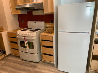 Apartment size fridge and stove