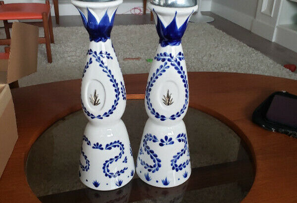 2 clase azul tequila bottles ready to be turned into lamps