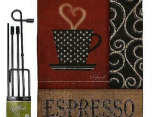 Breeze Decor Espresso Happy Hour and Drinks Beverages Impressions 2-Sided Burlap 19 x 13 in. Flag Set Anniversary Sale (