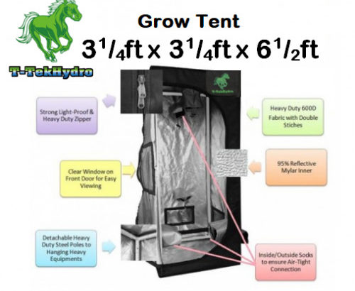 T-TekHydro GROW TENT 3 1/4ft x 3 1/4ft x 6 1/2ft