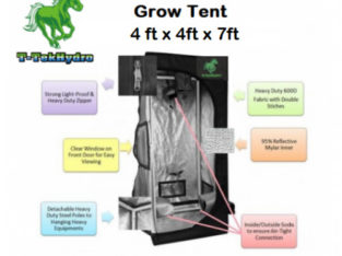 T-TekHydro GROW TENT 4ft x 4ft x 7ft