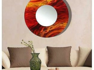 Latitude Run Round Metal Modern and Contemporary Accent Wall Mirror