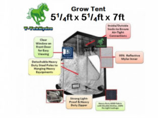 T-TekHydro GROW TENT 5 1/4ft x 5 1/4ft x 7ft