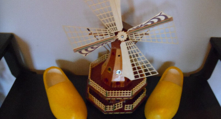 “Great Workmanship” Wind Up Windmill & Wooden Shoes