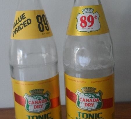 2- vintage Canada Dry Tonic Water 750 ml bottles /foil labels