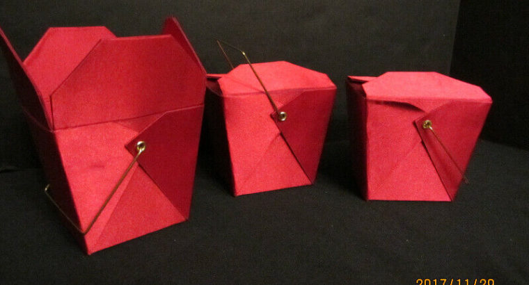 RED SATIN “TAKE-OUT” GIFT CONTAINERS