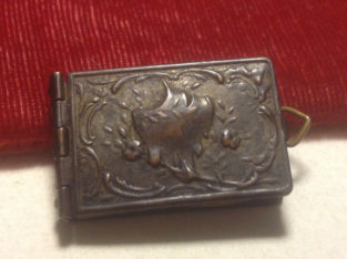 ANTIQUE MINIATURE PHOTO BOOK LOCKET CHARM FOB