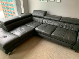 Leather sectional sofa / From Inspiration Furniture /slate grey