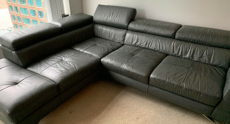 Leather sectional sofa / From Inspiration Furniture /slate grey