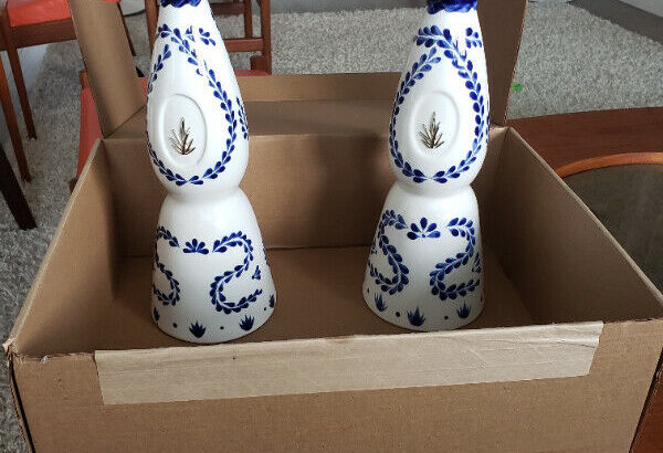 2 clase azul tequila bottles ready to be turned into lamps