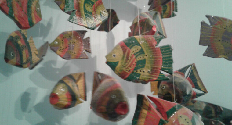 Tropical fish mobile. Mexican art collectible.