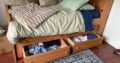 Solid wood single bed with trundle bed and drawers under