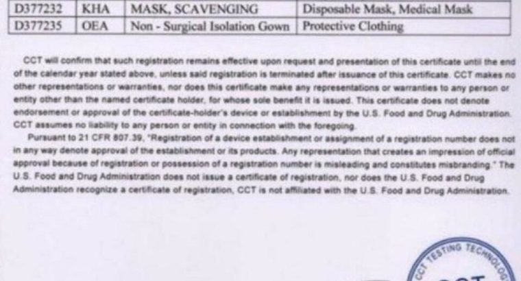#1 Brand ProCare Medical Device Licence 12545/FDA Disposable 3 Ply Filter Safety Face Masks Made 4 CANADA Market PPE’S