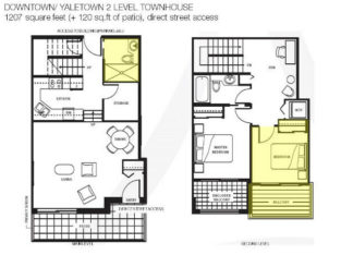 $1550/mth JUL 1: DOWNTOWN YALETOWN TOWNHOUSE: 1 BDR (in 2BDR)