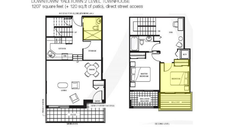 $1550/mth JUL 1: DOWNTOWN YALETOWN TOWNHOUSE: 1 BDR (in 2BDR)