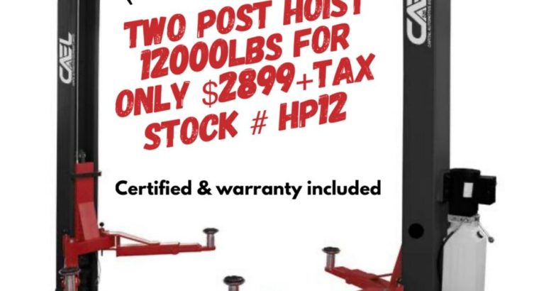 New Two post hoist lift 12000lbs certified & warranty