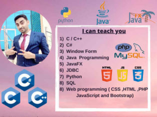 Tutor java, python, cpp,c sharp, javafx, windows form, and web