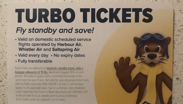3 x Turbo Tickets Harbour Air