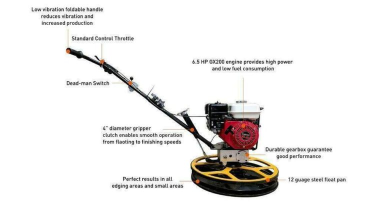 HOC – 24 36 INCH POWER TROWEL GX200 6.5 HP + FREE BLADES + FLOAT PAN + 1 YEAR WARRANTY + FREE SHIPPING CANADA WIDE