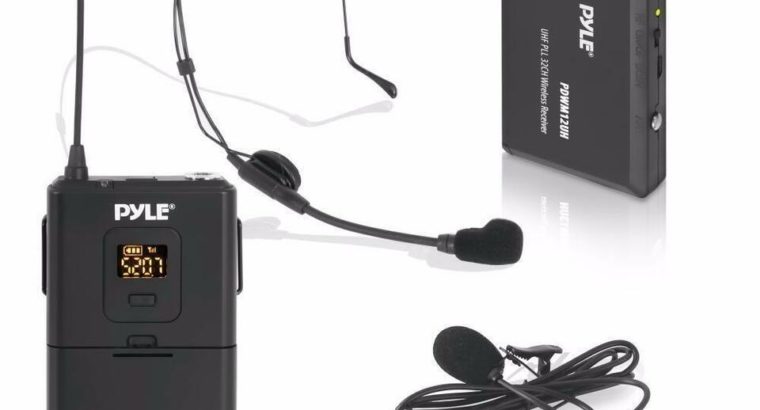 PYLE PDWM12UH Wireless Microphone System, Beltpack Transmitter w/Headset & Lavalier Mics