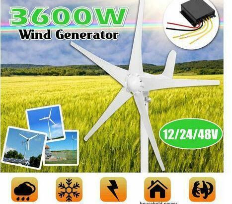 3600 watt wind turbine – 12 – 24 or 48 volt models – C/W Controller – Free shipping