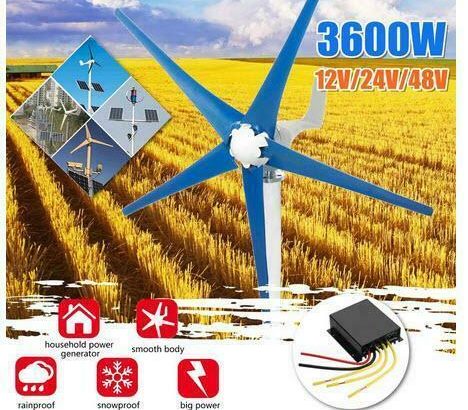 3600 watt wind turbine – 12 – 24 or 48 volt models – C/W Controller – Free shipping