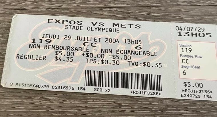 Mets fans! Eric Valent Cycle ticket @ Expos