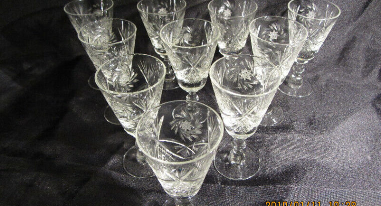 VINTAGE CZECH PINWHEEL CRYSTAL LIQUEUR GLASSES – Set of 10