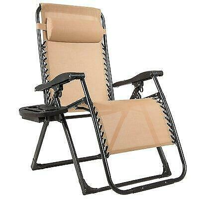 Freeport Park® Oversize Lounge Chair Patio Heavy Duty Folding Recliner-Beige