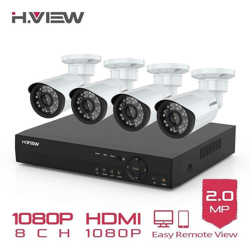 Protect your Property !!! H.VIEW 8CH 1080P Camera Security System Free Fast Shipping