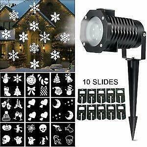 Promo! Christmas Projector Light, Halloween Projection Light,with 10 Slides Patterns, Waterproof Indoor / Outdoor 2 in 1