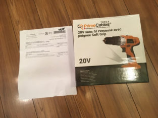 Brand new (unpacked)PrimeCables 20V cordless power drill 35$