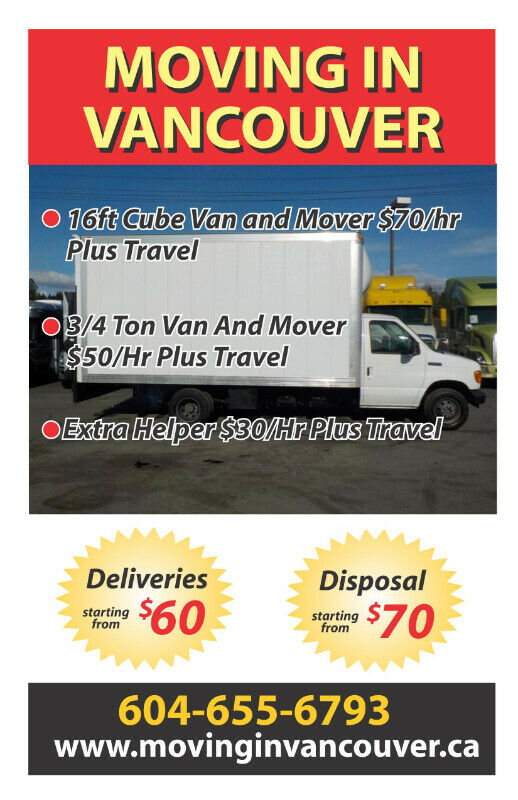 Deliveries, Moving And Disposal From $40/hr Plus Fees