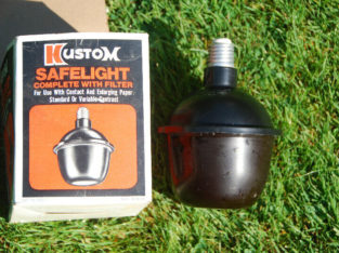 Vintage photographic safelight darkroom fixture with screw bulb