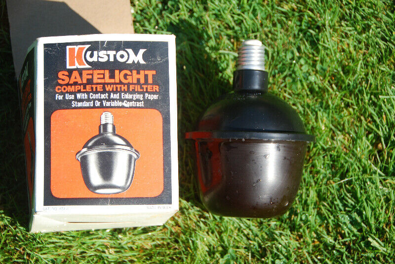 Vintage photographic safelight darkroom fixture with screw bulb