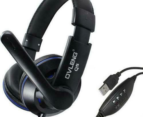 OVLENG Q5 USB STEREO HEADPHONE HEADSET WITH MICROPHONE & VOLUME CONTROL FOR PC LAPTOP